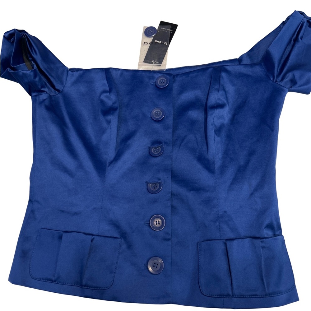 Elegant Bebe Blue Off-Shoulder Women's corset Top